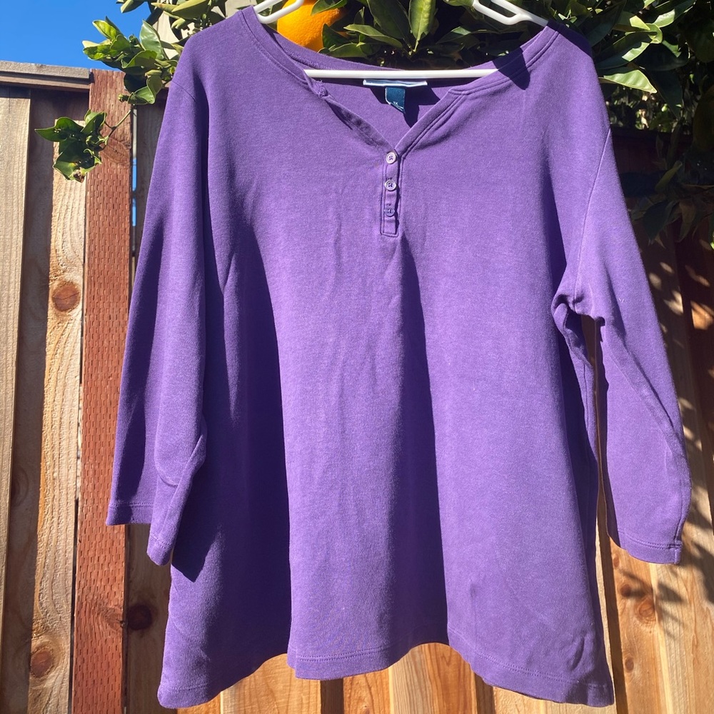 Karen Scott purple long sleeve shirt